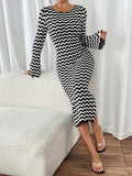 Black White Striped Dress - Long