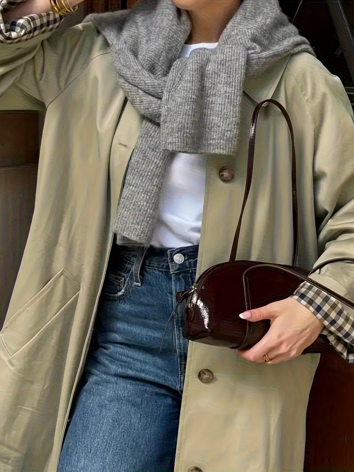 Women’s Vintage Wool Button Up Jacket Classic Warm Coat