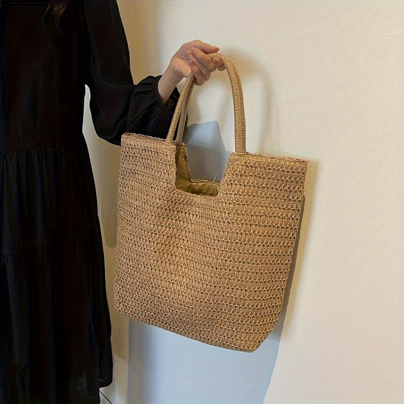 Straw Tote Bag - Large Capacity Woven Shoulder Handbag