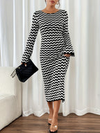 Black White Striped Dress - Long