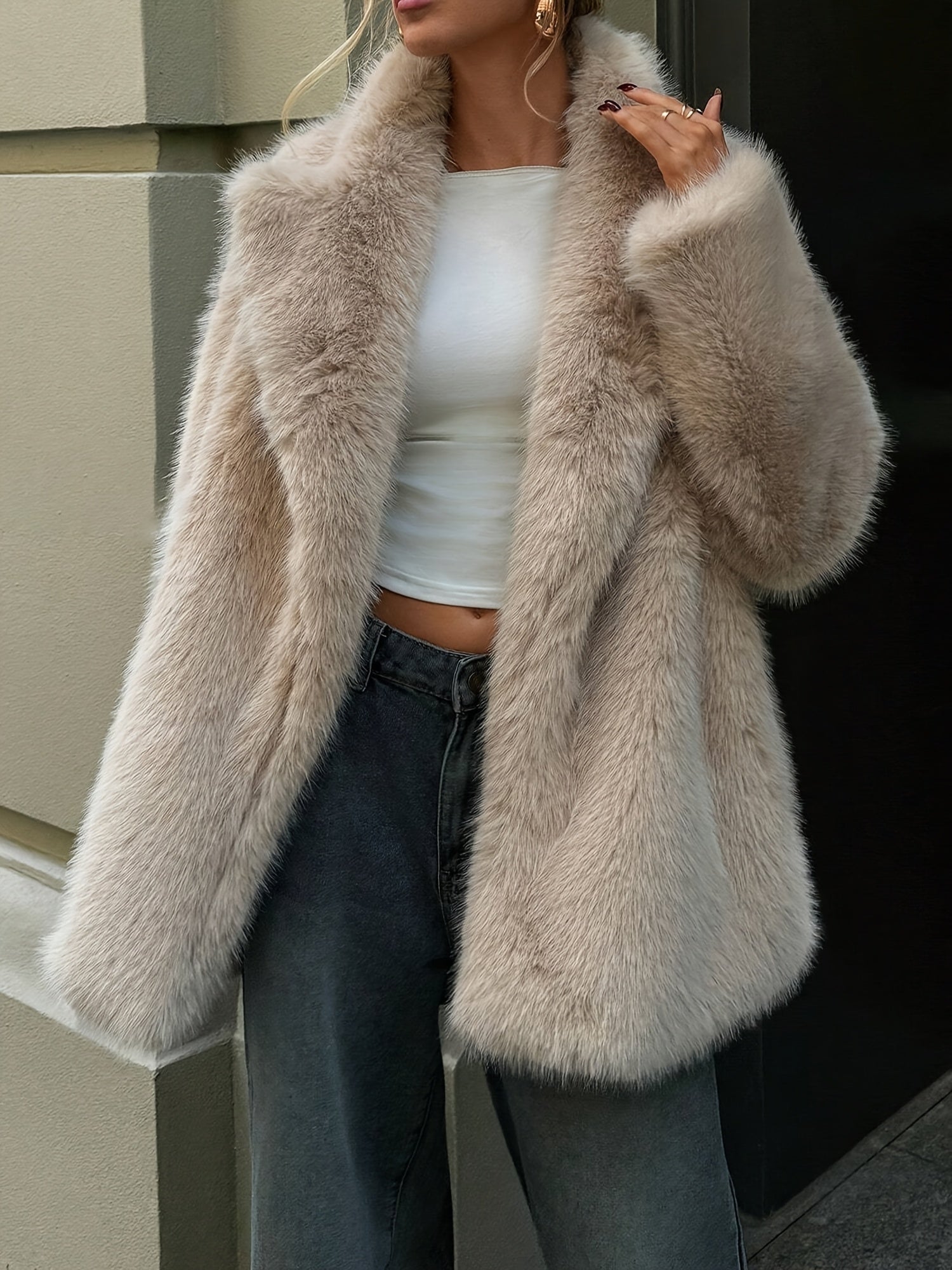 Beige Luxury Winter Coat for Women