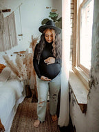 Black Maternity Bodysuit - Long Sleeve