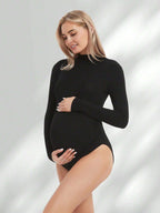 Black Maternity Bodysuit - Long Sleeve