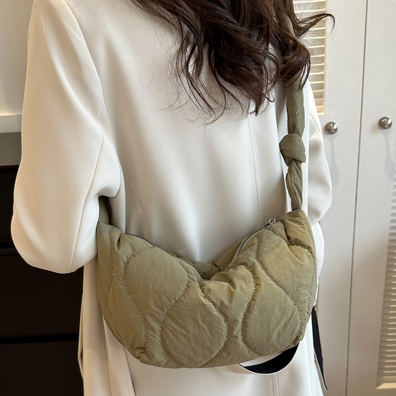 Oxford Cloth Puffer Handbag - Crossbody Lightweight Everyday Shoulder Bag