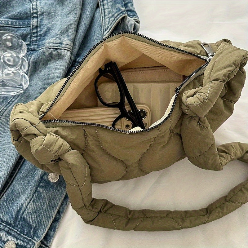 Oxford Cloth Puffer Handbag - Crossbody Lightweight Everyday Shoulder Bag