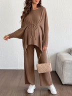 Women's Cotton Maternity Set - Long-Sleeve Top & Trousers