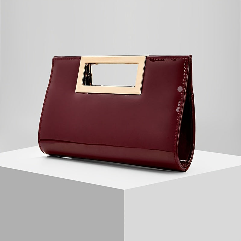 Glossy Evening Clutch Bag - Chain Strap Elegant Party Handbag