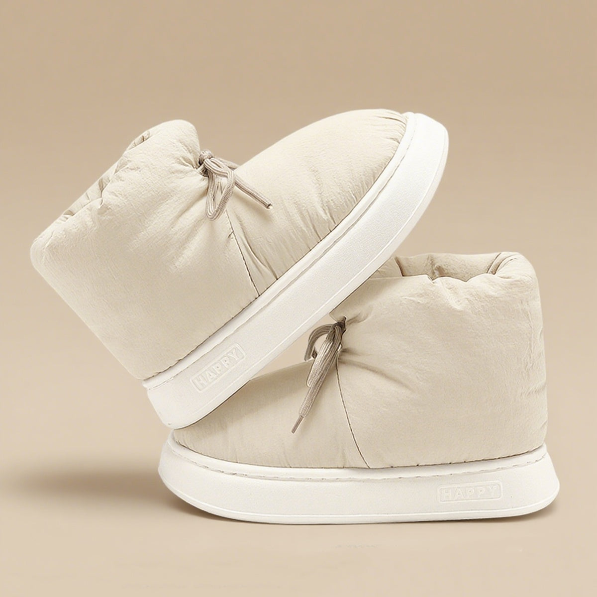 Fabric Lace Up Snow Boots - Warm