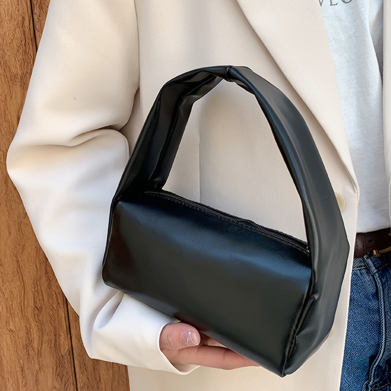 Soft Faux Leather Small Square Handbag - Compact Stylish Everyday Bag