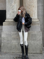 Faux Leather Jacket for Women - Autumn Winter Fashion