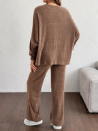 Women's Cotton Maternity Set - Long-Sleeve Top & Trousers