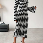 Black White Striped Dress - Long
