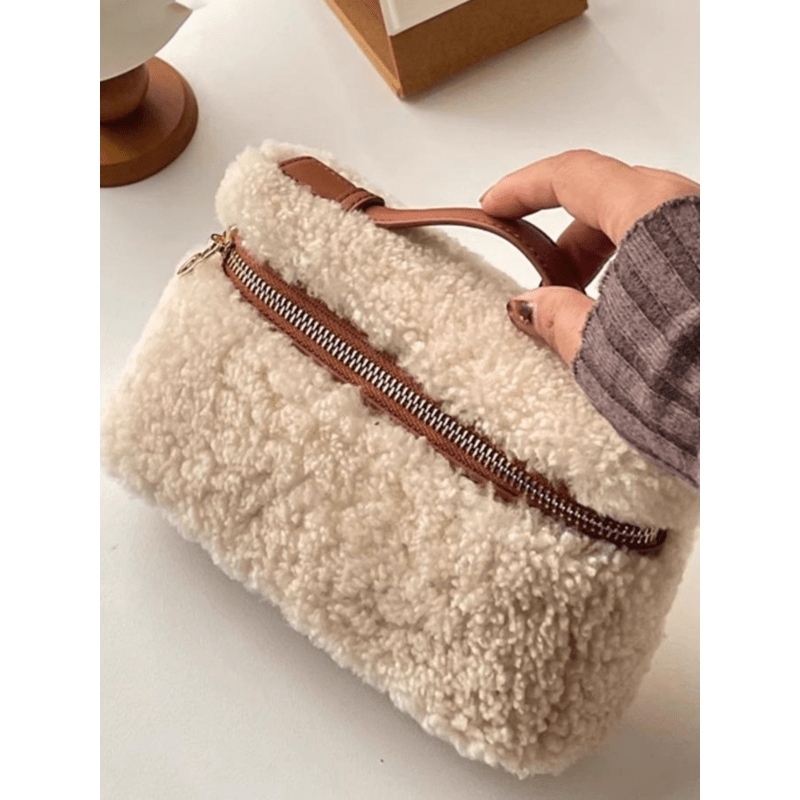 Lamb Plush Bag - Light Brown Insulated Everyday Food Carrier