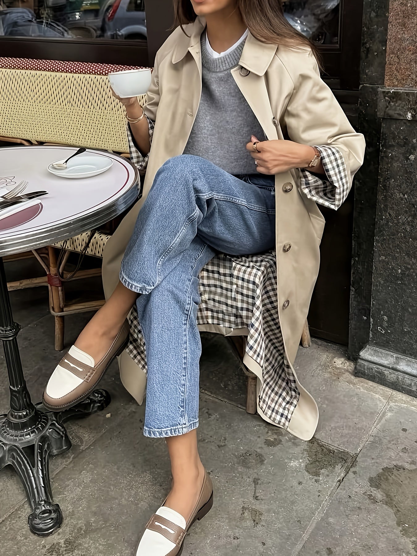 Women’s Vintage Wool Button Up Jacket Classic Warm Coat