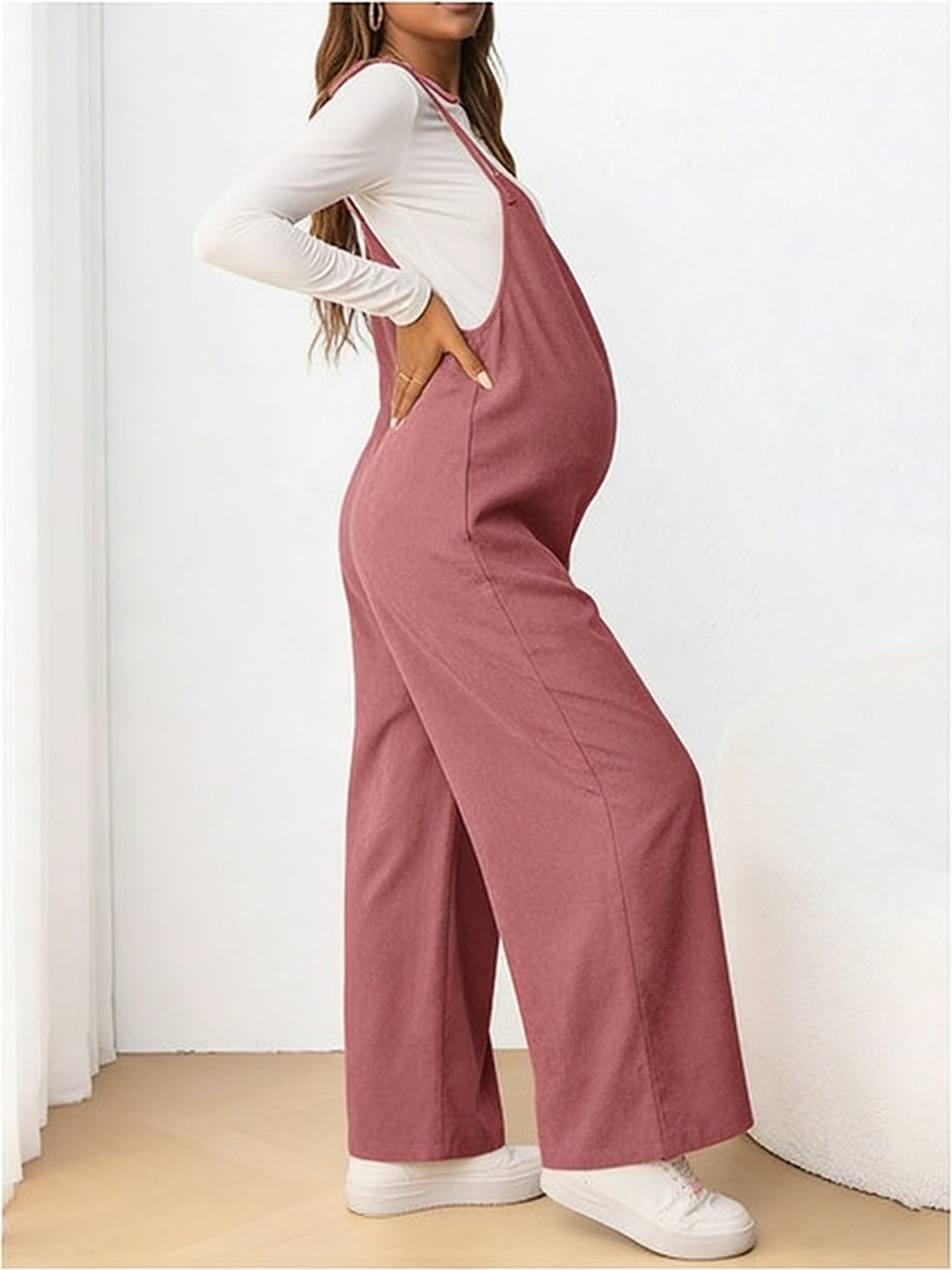 Denim Maternity Overalls - Wide Leg