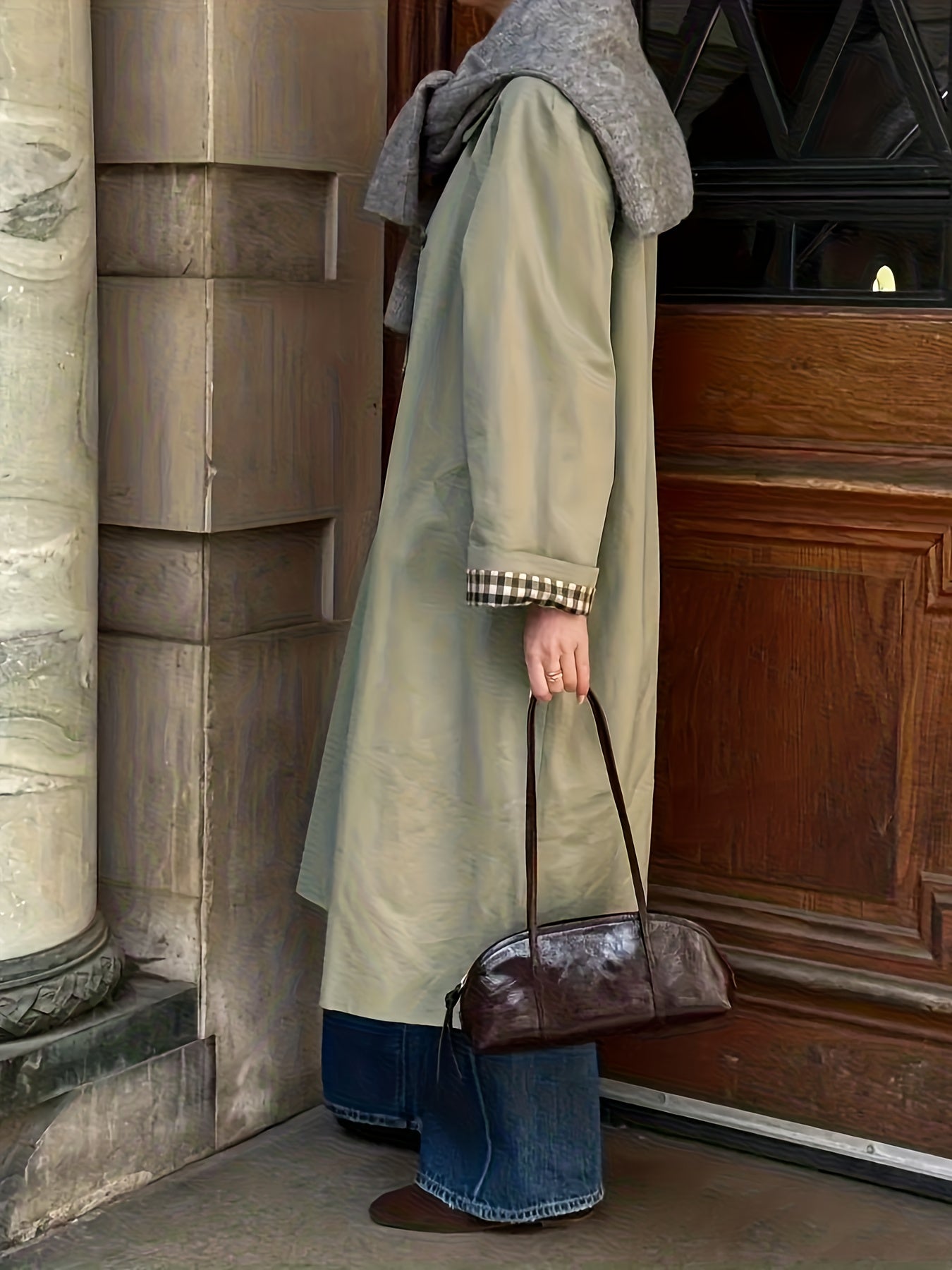 Women’s Vintage Wool Button Up Jacket Classic Warm Coat