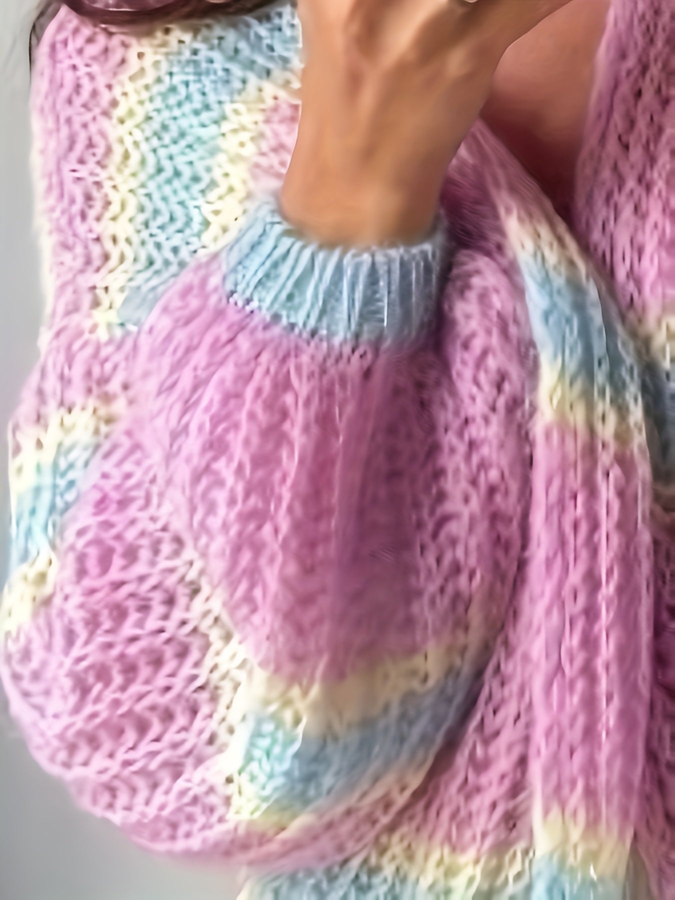 Color Block Striped Cardigan - V Neck