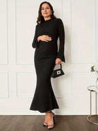Black Maternity Dress - Bell Sleeve