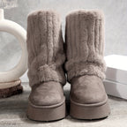 Faux Fur Plus Size Snow Boots - Winter Footwear