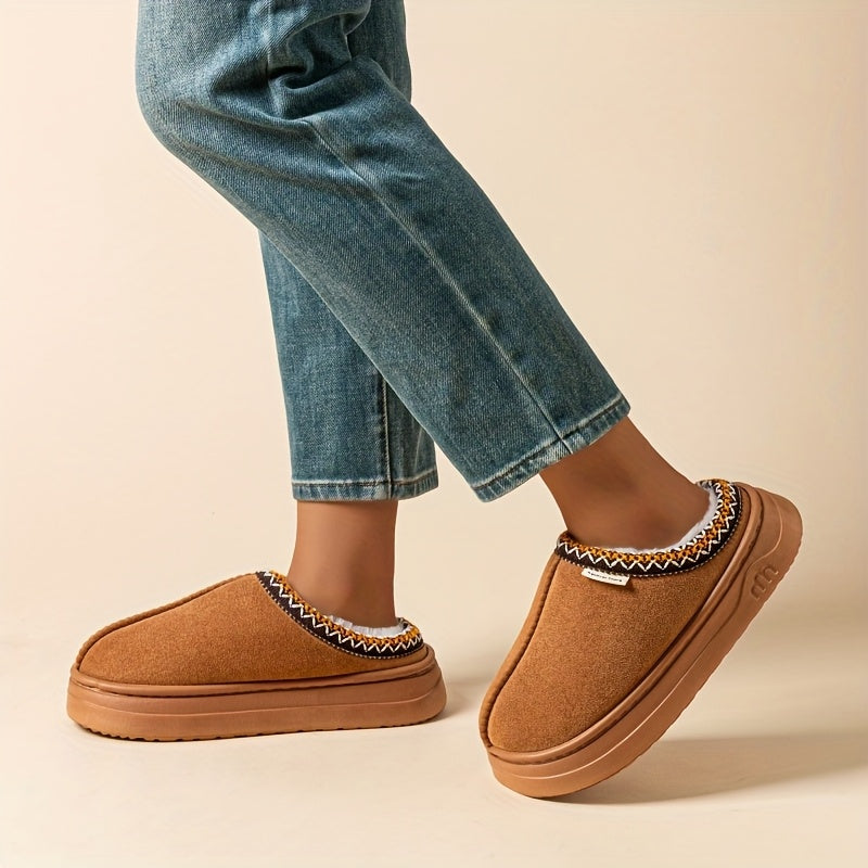 Fleece Warm Non Slip Slippers - Comfortable Indoor Winter Shoes