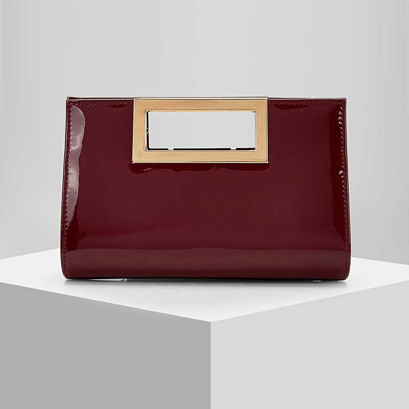 Glossy Evening Clutch Bag - Chain Strap Elegant Party Handbag