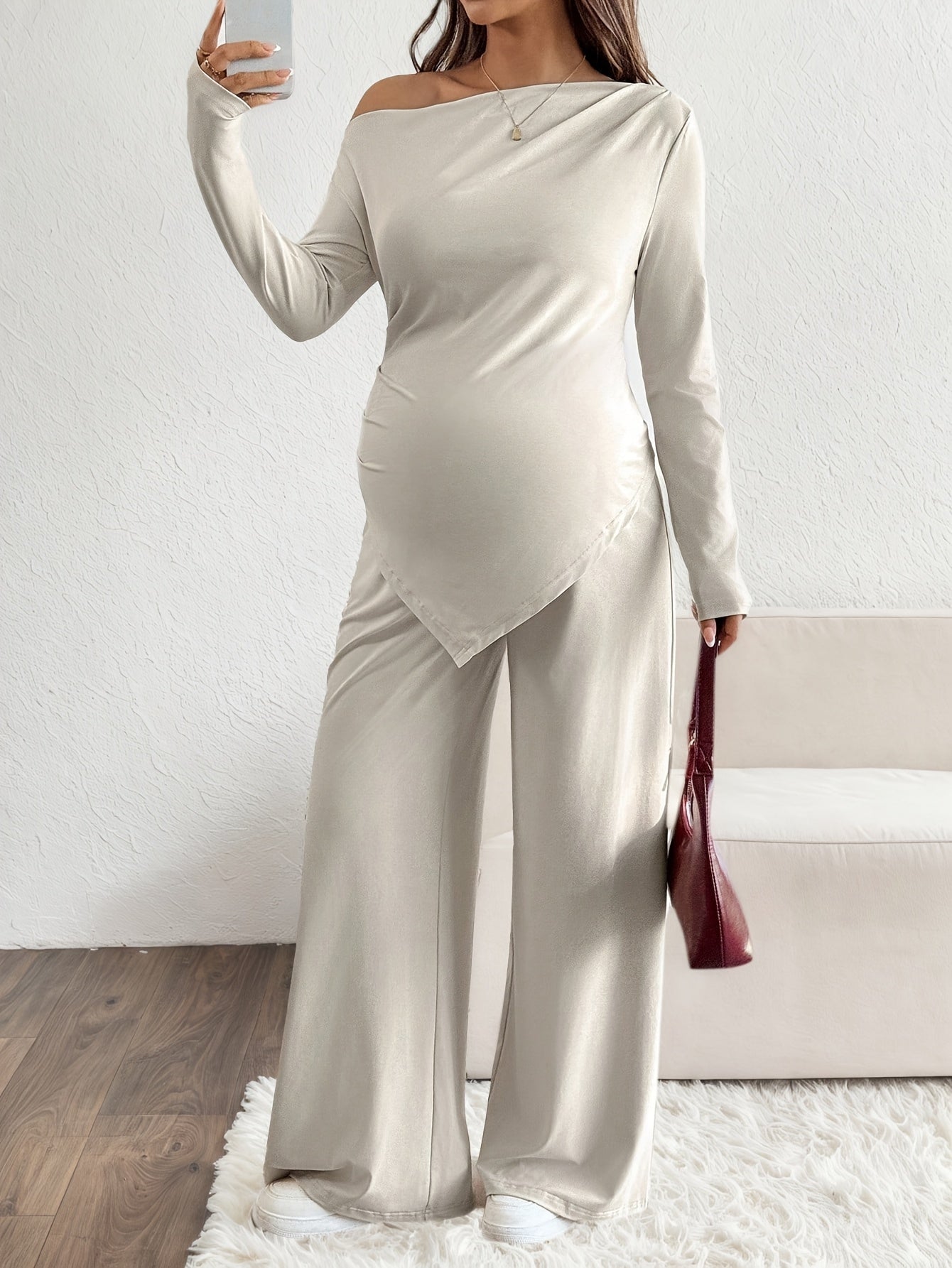 Jersey Maternity Set - Asymmetrical Top