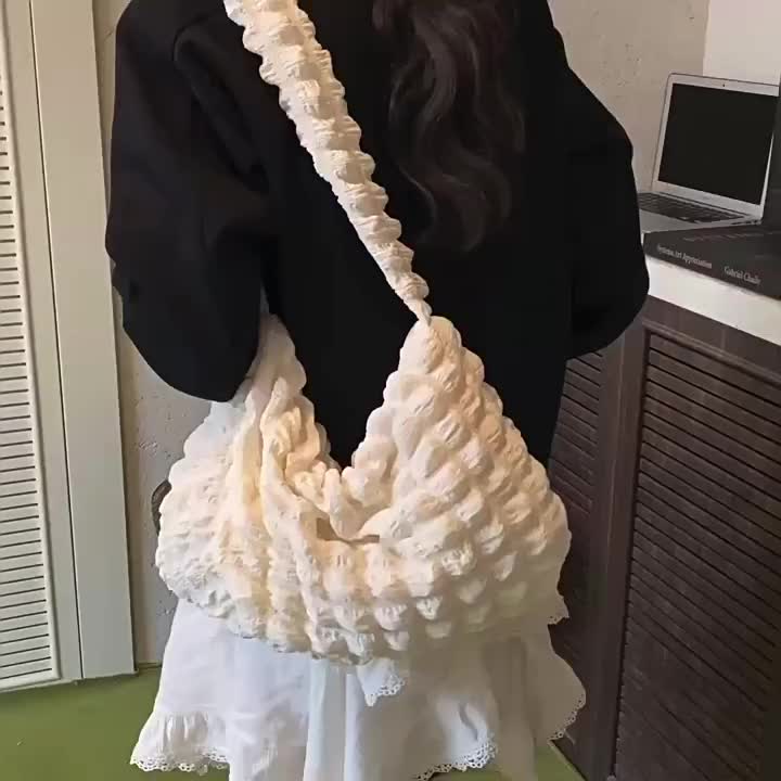 Women’s Polyester Pleated Shoulder Bag - Lightweight Stylish Everyday Handbag