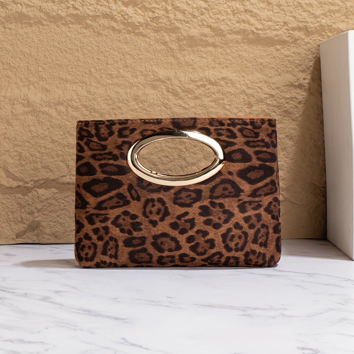 Women’s Leopard Print Clutch Bag - Magnetic Closure Elegant Evening Handbag