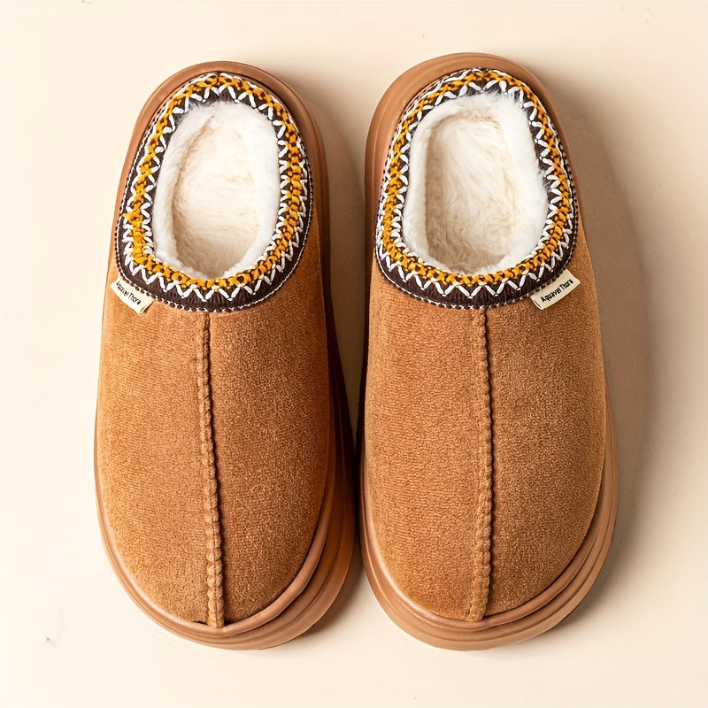 Fleece Warm Non Slip Slippers - Comfortable Indoor Winter Shoes