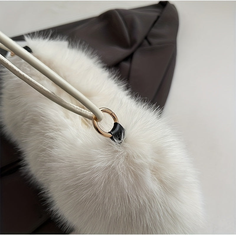 Plush Large Capacity Handbag - Adjustable Strap Soft Everyday Shoulder Bag