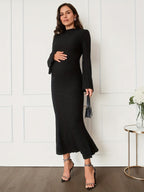 Black Maternity Dress - Bell Sleeve