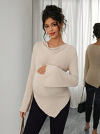 Cotton Maternity Drawstring T Shirt - Asymmetrical
