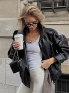 Faux Leather Jacket for Women - Autumn Winter Fashion