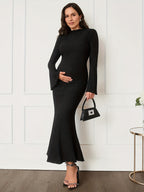 Black Maternity Dress - Bell Sleeve