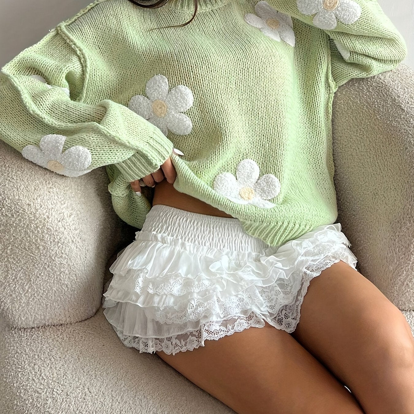 Floral Jacquard Sweater - Cozy Pullover