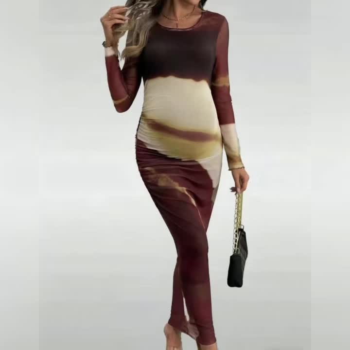 Maternity Bodycon Maxi Dress - Long Sleeve