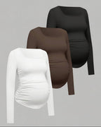 Cotton Maternity Frill T Shirts 3 Pack - Scoop Neck