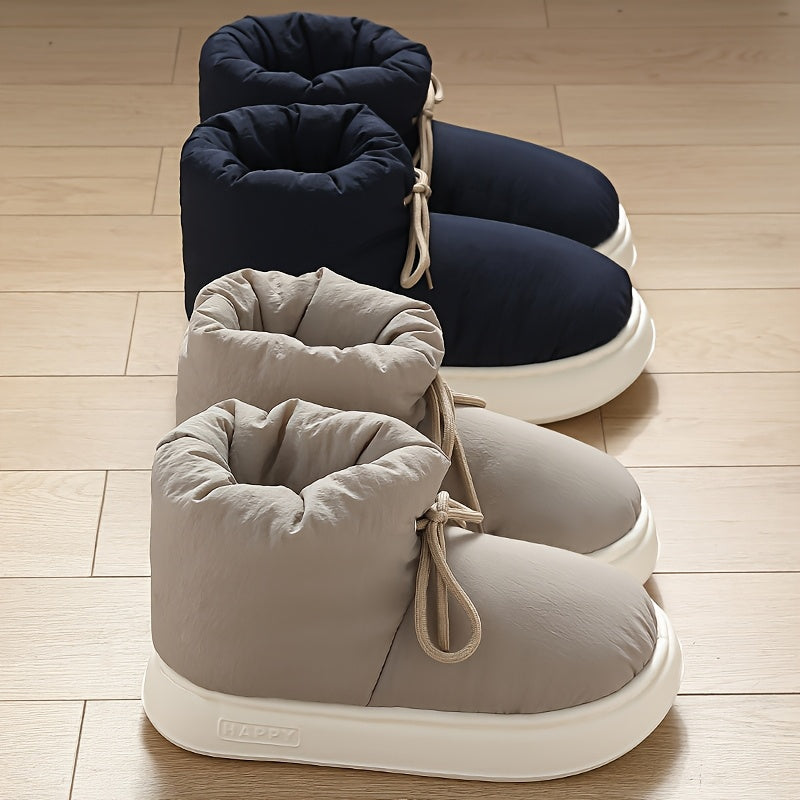 Fabric Lace Up Snow Boots - Warm