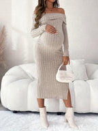 Chiffon Maternity Dress - Ruffled Hem