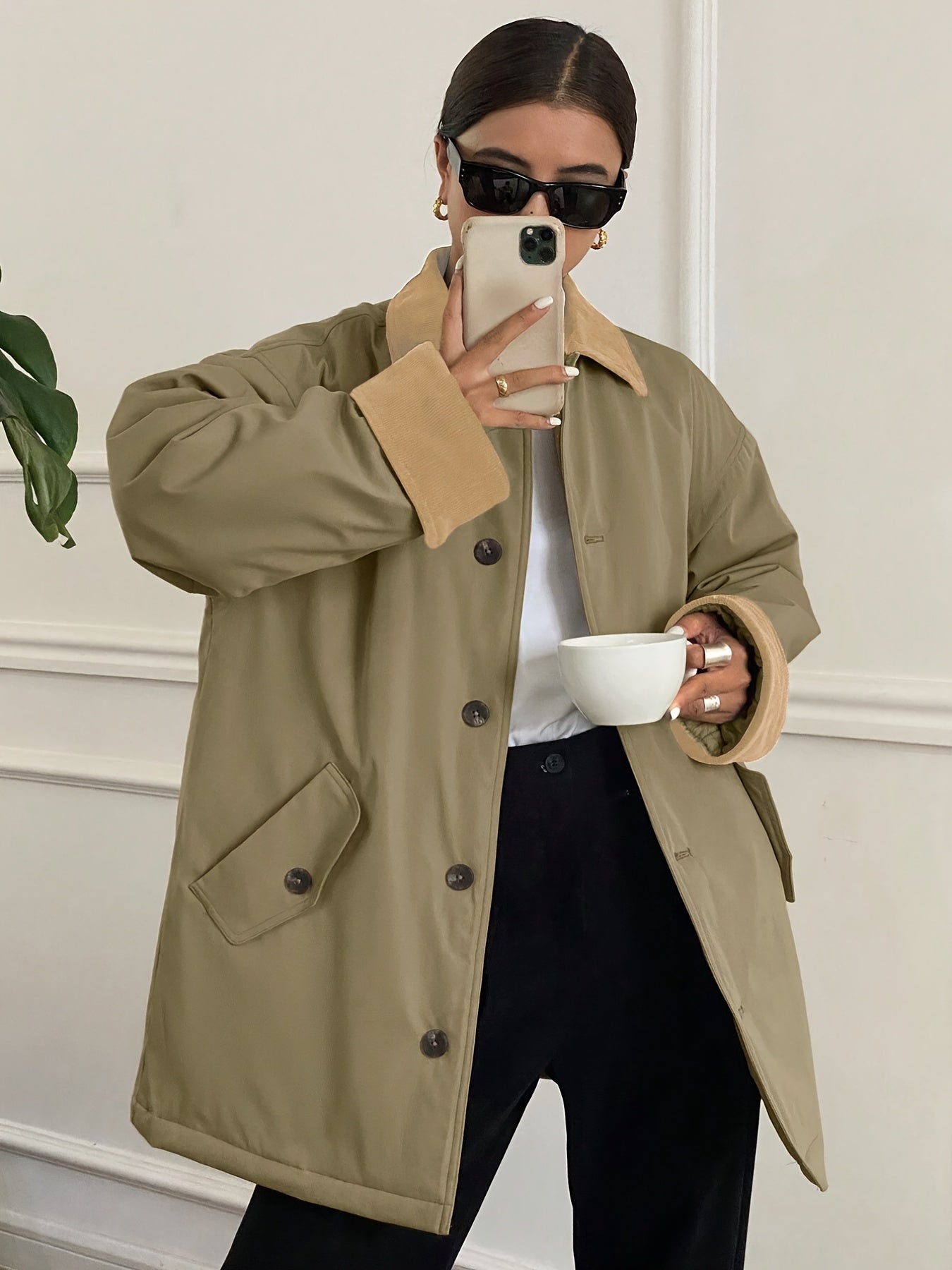 Women’s Color Block Lapel Jacket - Solid Fabric Lightweight Outerwear