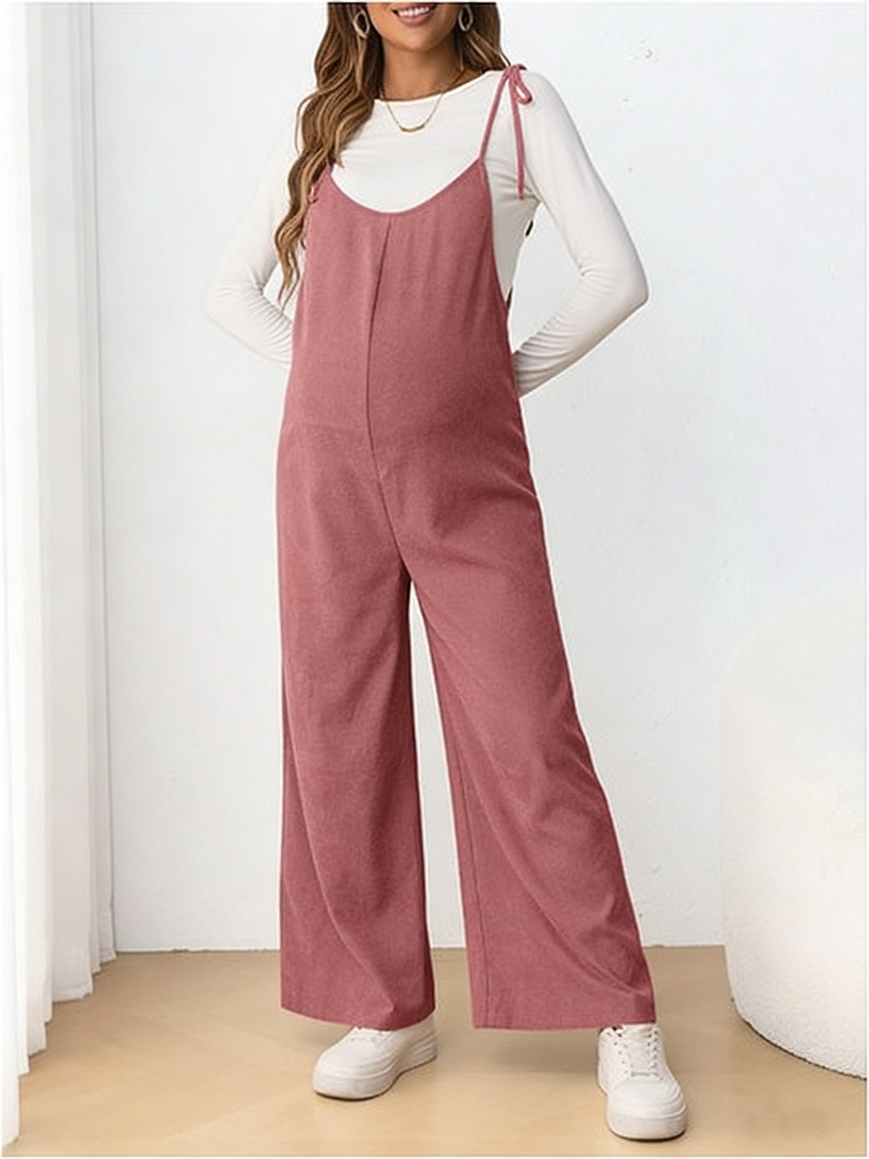 Denim Maternity Overalls - Wide Leg