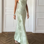 Chiffon A Line Halter Neck Dress - Long