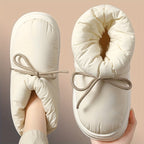 Fabric Lace Up Snow Boots - Warm