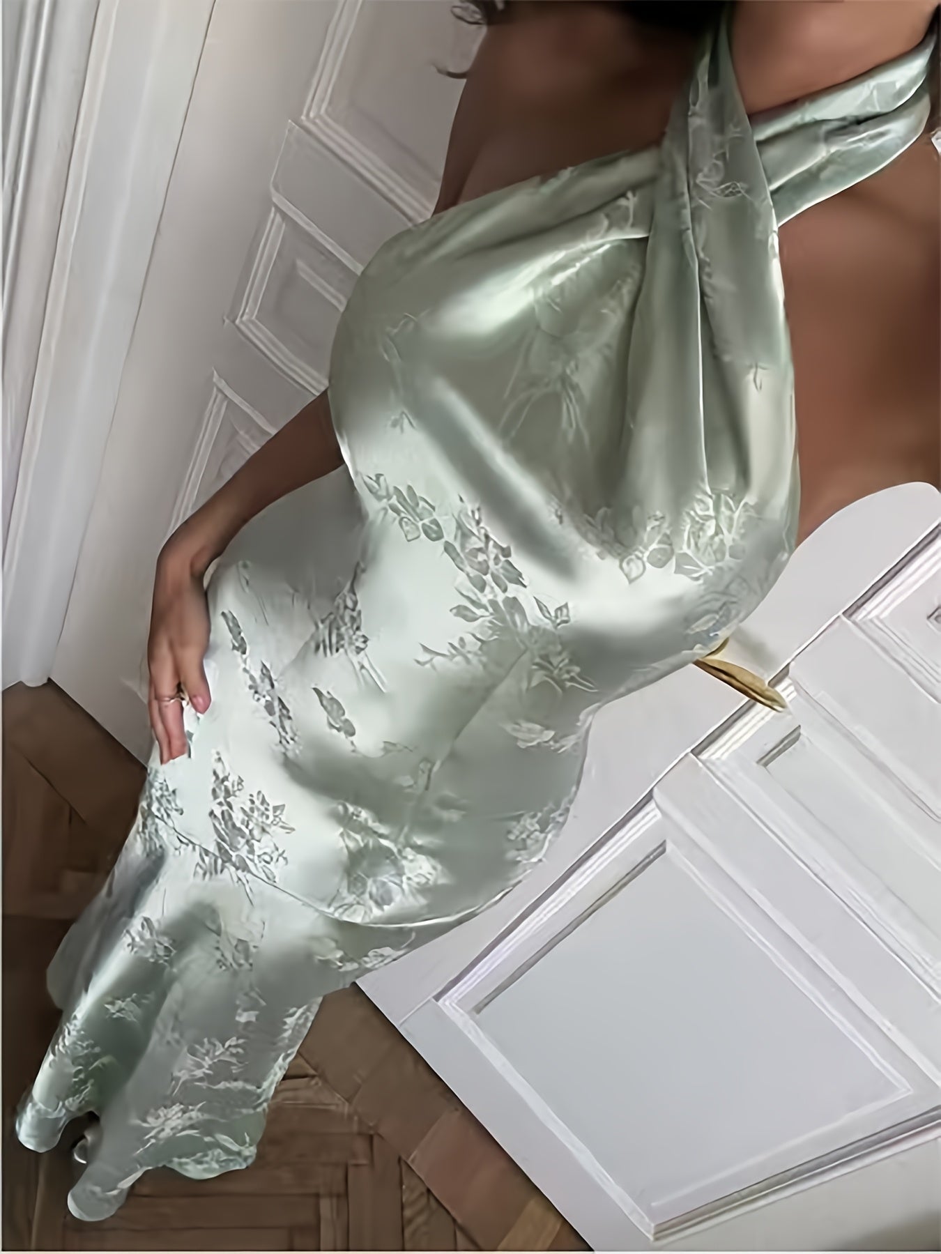 Chiffon A Line Halter Neck Dress - Long