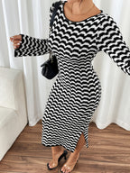 Black White Striped Dress - Long