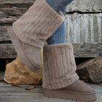 Faux Fur Plus Size Snow Boots - Winter Footwear