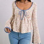 Cashmere V Neck Sweater - Flared Sleeves