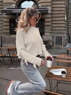 Bow Decor Long Sleeve Top - Crew Neck