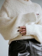 Cotton Lantern Sleeve Sweater - Round Neck