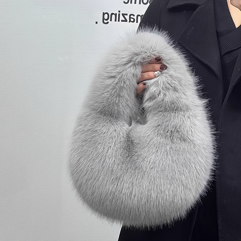 Women’s Plush Handbag - Soft Stylish Everyday Shoulder Bag